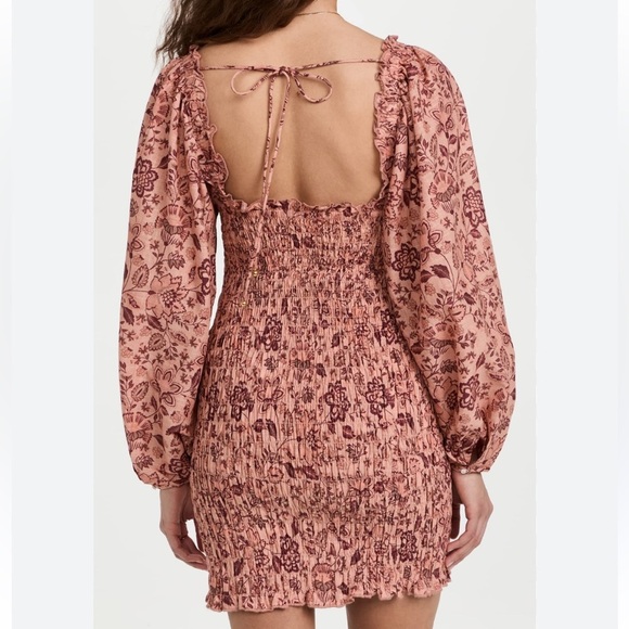 NWOT FREE PEOPLE Smock It To Me Mini Dress Ruffle Floral Printed Smocked Bodycon - Picture 8 of 14